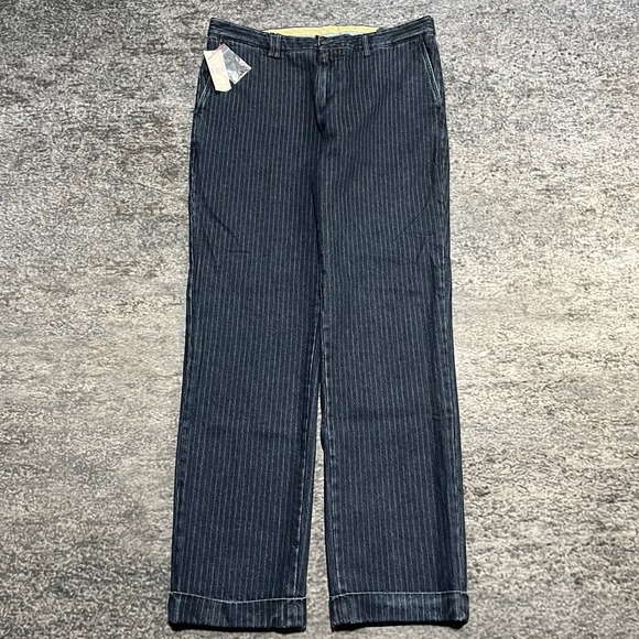 NWT Polo Ralph Lauren Pants Striped Denim Mens 36x34 Blue Made In Italy